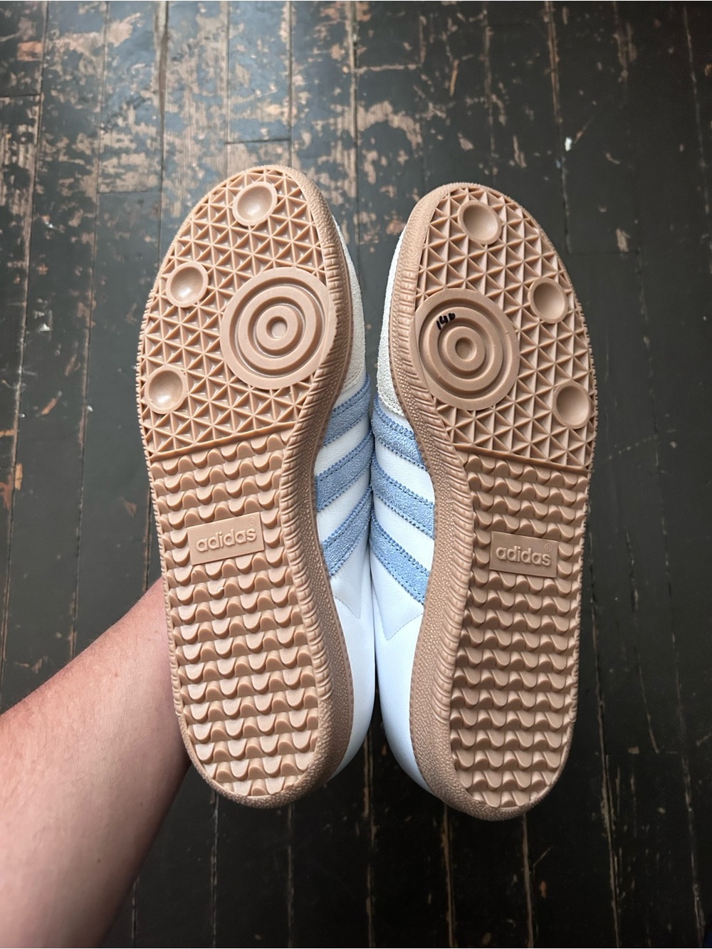 adidas White with Light Blue Three-Stripe Low-Top Samba Sneakers-Brand New - Picture 4 of 9